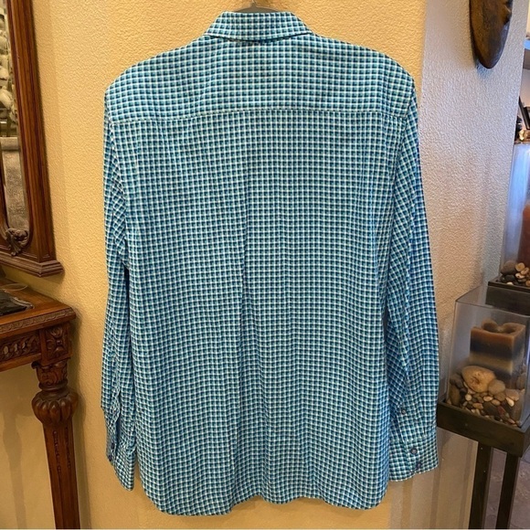 ROBERT GRAHAM Men Blue Pattern Classic Fit Flip Cuffs Long Sleeve Shirt Size L - Picture 4 of 10